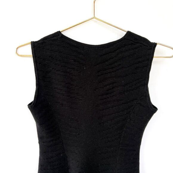 Banana Republic Black Textured Stripe Sleeveless Knit Dress Petite XS - Picture 6 of 7